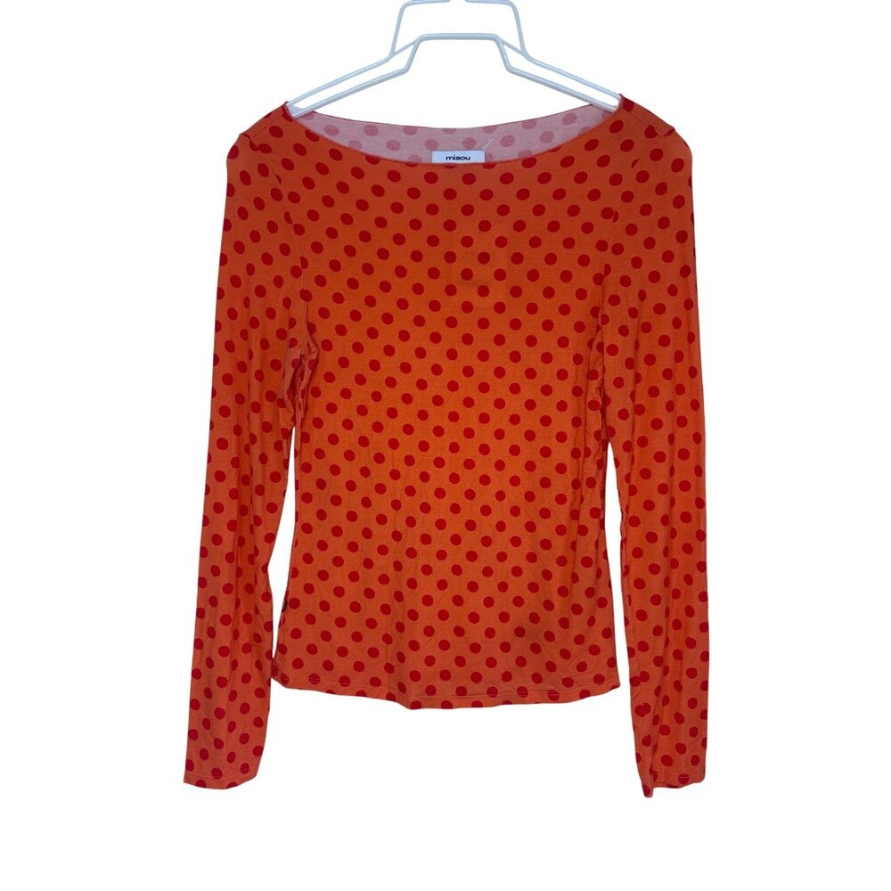 Miaou Amelia Top in Red Polka Dot Small New Womens Long Sleeve Tee - Picture 5 of 16
